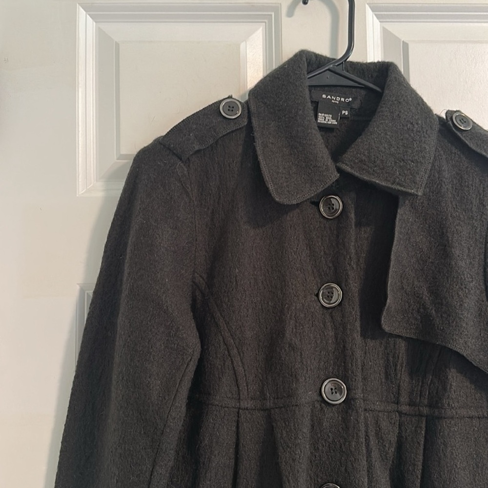 Sandro Wool Peplum Military Jacket Size Small Petite - Picture 5 of 12